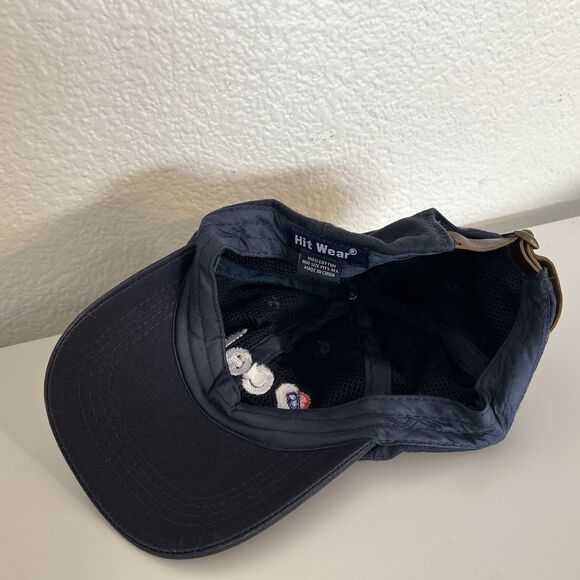 Celo Hat Adjustable Navy Blue Cap Brown Leather Adjustable Strap - Picture 4 of 5